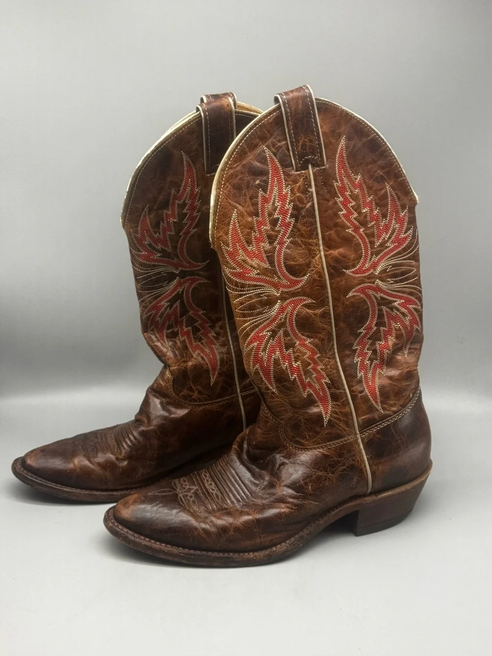 Justin Made in USA Mens UJ251 Western Cowboy Leather Brown Boots Size 8EE